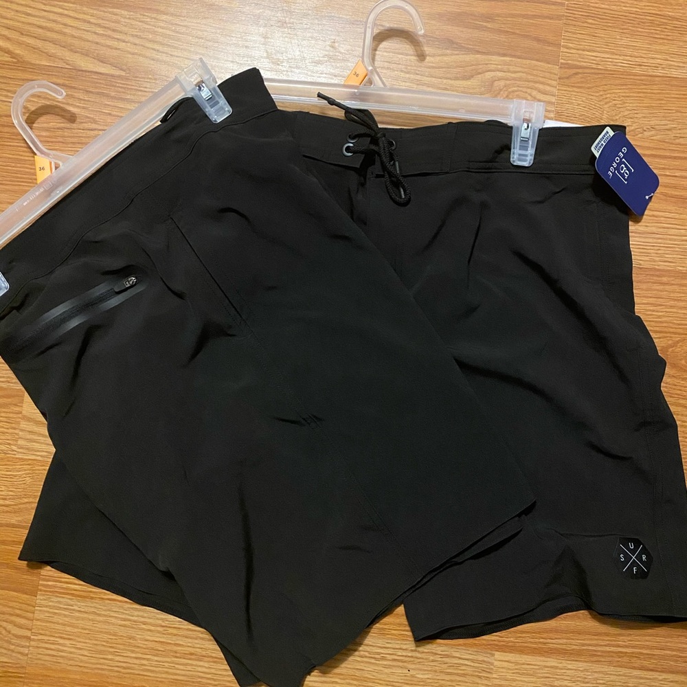 2 pairs George brand men’s black board shorts 36